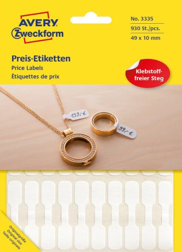 3335 Avery kézzel írható ékszercímke 49x10 mm - fehér