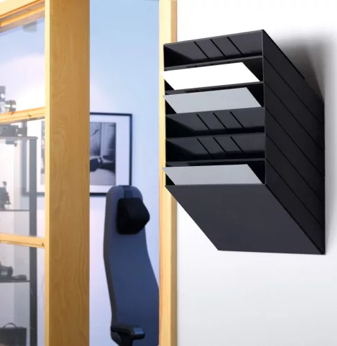 FLEXIBOXX fali A4 fekvő proskektustartó 6 rekeszes - fekete (1709785060)