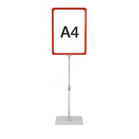   Információs állvány A4 PIROS keret+PVC (35-55cm ezüst szár)