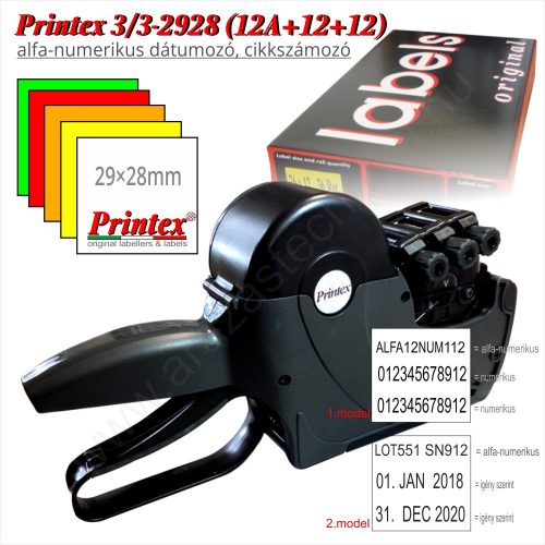 PRINTEX 3/3 T2928 (12A+12+12) alfa-numerikus árazógép