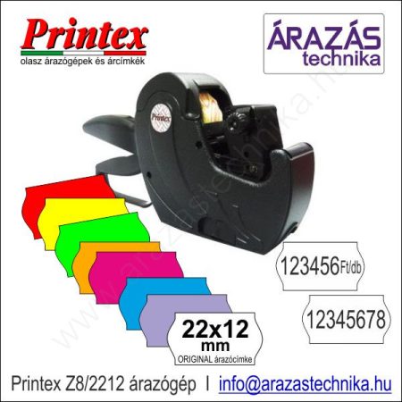 PRINTEX Z8 árazógép (8 karakter) 22x12mm címke