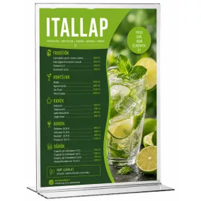Menütartó A5 álló AKRIL laptartó -T talp