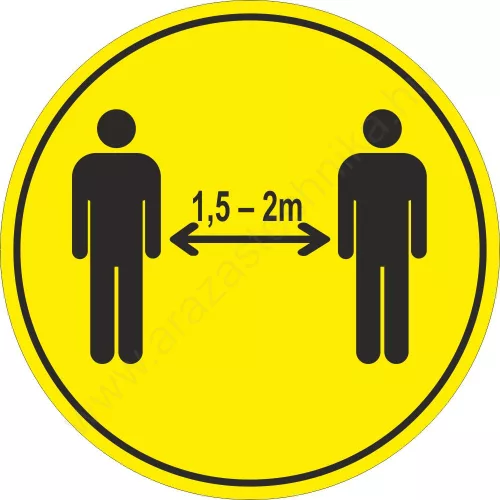 TARTSON TÁVOLSÁGOT 30cm kör padlómatrica - sárga