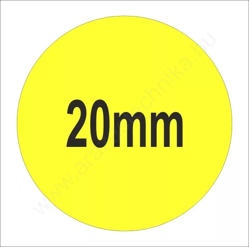 20mm körcímke ÚJ felirat - FLUO sárga alapon (1.000db)