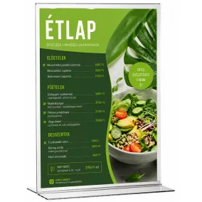 Menütartó A4 álló AKRIL laptartó -T talp