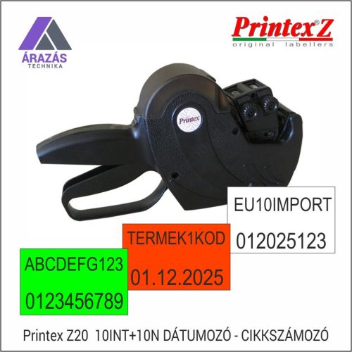 PRINTEX Z20 / 10INT+10N kétsoros árazógép, dátumozó