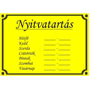 NYITVATARTÁS matrica A5 - sárga