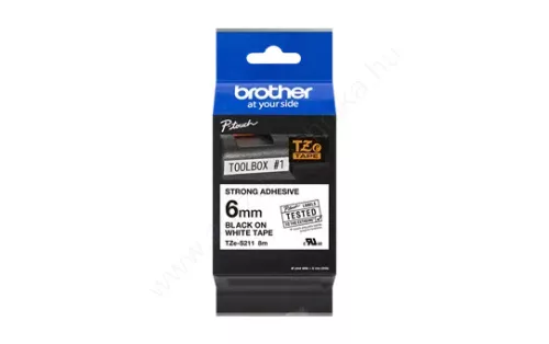 Brother P-touch 6mm FEHÉR-FEKETE TZe-S211 szalagkazetta