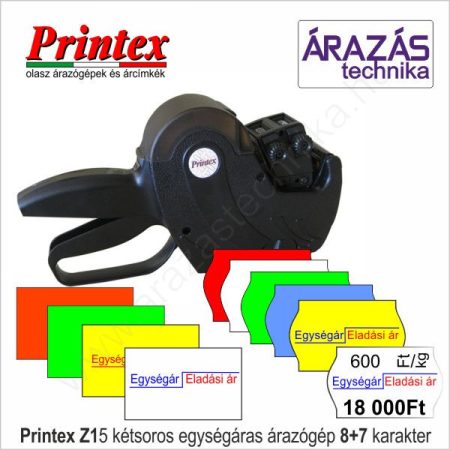PRINTEX Z15 egységáras kétsoros árazógép 8+7 karakter