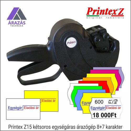 PRINTEX Z15 egységáras kétsoros árazógép 8+7 karakter