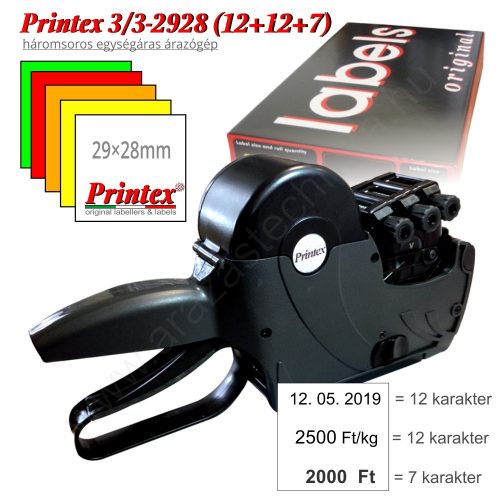 PRINTEX 3/3 T2928 (12+12+7) egységáras árazógép