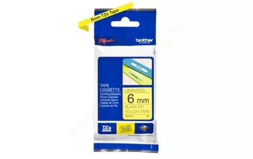 Brother P-touch 6mm SÁRGA-FEKETE TZe-611 szalagkazetta