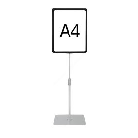   Információs állvány A4 FEKETE keret+PVC (35-55cm ezüst szár)