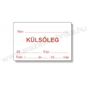   Gyógyszertári címke 25x40mm KÜLSŐLEG piros szignatúra címke