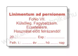 Gyógyszertári címke 25x40mm KÜLSŐLEG piros szignatúra címke
