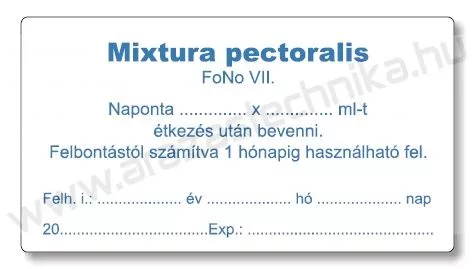 Gyógyszertári címke 38x70mm BELSŐLEG kék MAGISZTRÁLIS címke +azonosító szöveg