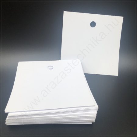Függő etikett PVC 100x100 mm időjárásálló - fehér