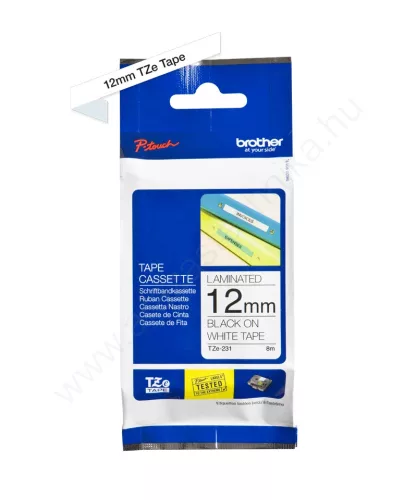 Brother P-touch 12mm FEHÉR-FEKETE TZe-231 szalagkazetta