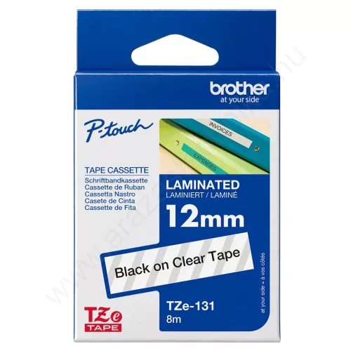 Brother P-touch 12mm ÁTLÁTSZÓ-FEKETE TZe-131 szalagkazetta