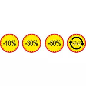   35mm FLASH -10% -20% -30% -50% öntapadó körcímke (1500db/tek)