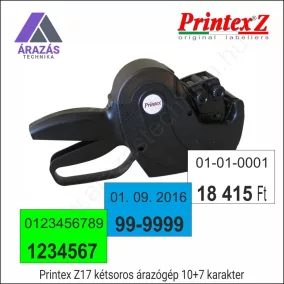 PRINTEX Z17 kétsoros 10+7 dátumozó, árazógép