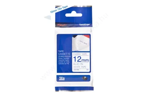Brother P-touch 12mm FEHÉR-KÉK TZe-FA3 vasalható textil szalag