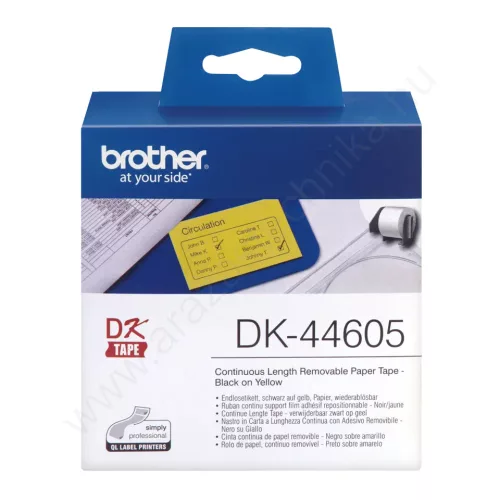 Brother DK-44605 folyamatos címke 62x30,48m - SÁRGA visszaszedhető