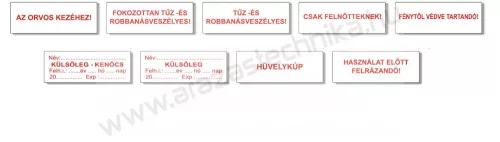Gyógyszertári szalagcímke 13x36mm piros