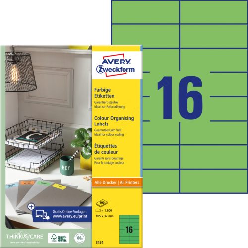 3454 Avery univerzális címke - zöld 105x37mm