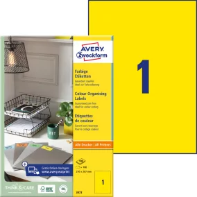 3473 Avery univerzális címke - sárga 210x297mm