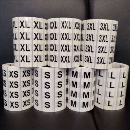 Méretjelző 80x20 mm PP CLear átlátszó XS, S, M, L, XL, L, XXL, 3XL
