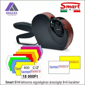 SMART S14 kétsoros egységáras árazógép 8+6 karakter