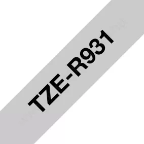 Brother P-touch 12mm EZÜST-FEKETE TZe-R931 selyem szalag