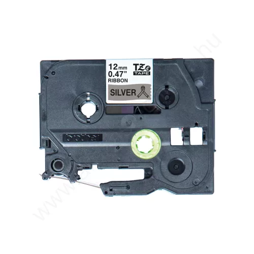 Brother P-touch 12mm EZÜST-FEKETE TZe-R931 selyem szalag