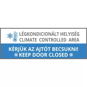   Légkondicionált helyiség 20x10cm matrica (UV álló kültéri) - KÉK