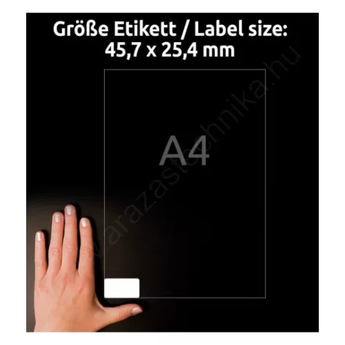 L6145-20 Avery eltávolíthatatlan fehér címke (24 óra után) 45,7 x 25,4 mm