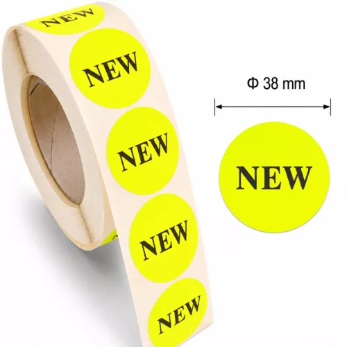 38mm körcímke - ÚJ TERMÉK - fluo citrom