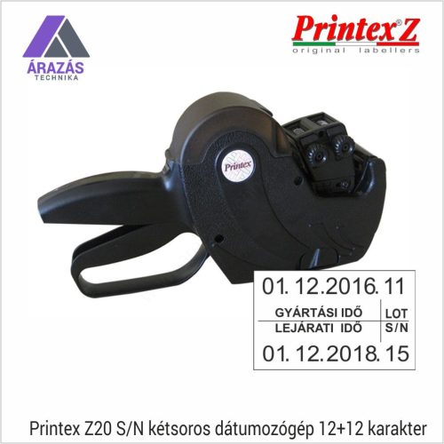 PRINTEX Z20 S/N kétsoros dátumozógép 12+12 karakter
