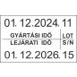 26x16mm original árazócímke GYÁRTÁSI IDŐ - LEJÁRATI IDŐ - LOT - S/N (FROZEN)