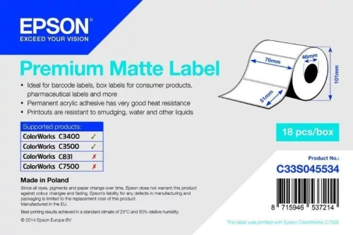 Epson prémium matt 76x51mm címketekercs (S045534)