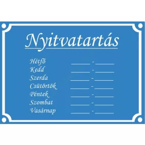 NYITVATARTÁS matrica A5 - kék