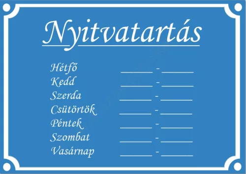 NYITVATARTÁS matrica A5 - kék