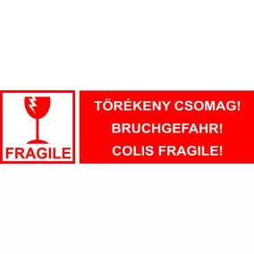 Csomagzáró szalag 50mm x 66fm - FRAGILE-TÖRÉKENY