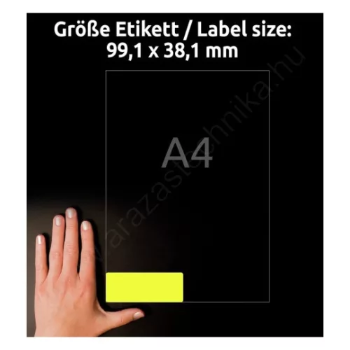 L7263Y-25 Avery visszaszedhető neonsárga címke 99,1x38,1mm