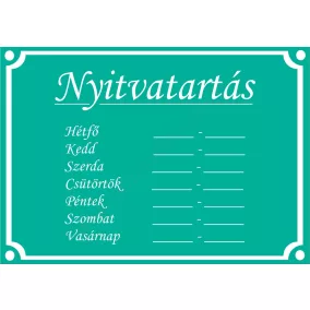 NYITVATARTÁS matrica A5 - ZÖLD
