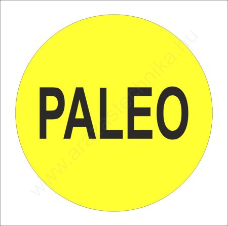 38mm körcímke - PALEO felirat - sárga