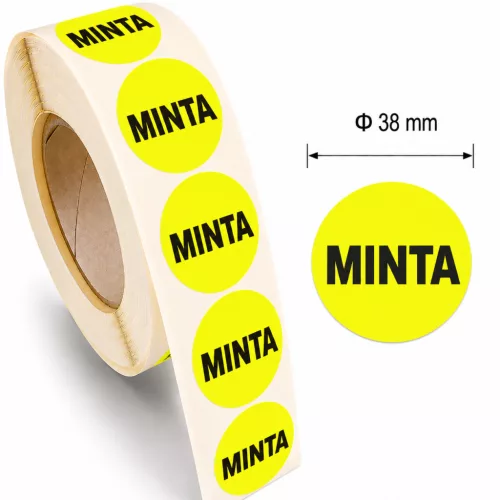 38mm körcímke - PALEO felirat - sárga