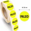 38mm körcímke - PALEO felirat - sárga