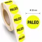 38mm körcímke - PALEO felirat - sárga