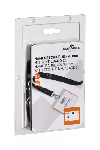 Névkitűző textil szalaggal Durable (8600-01) (5db)